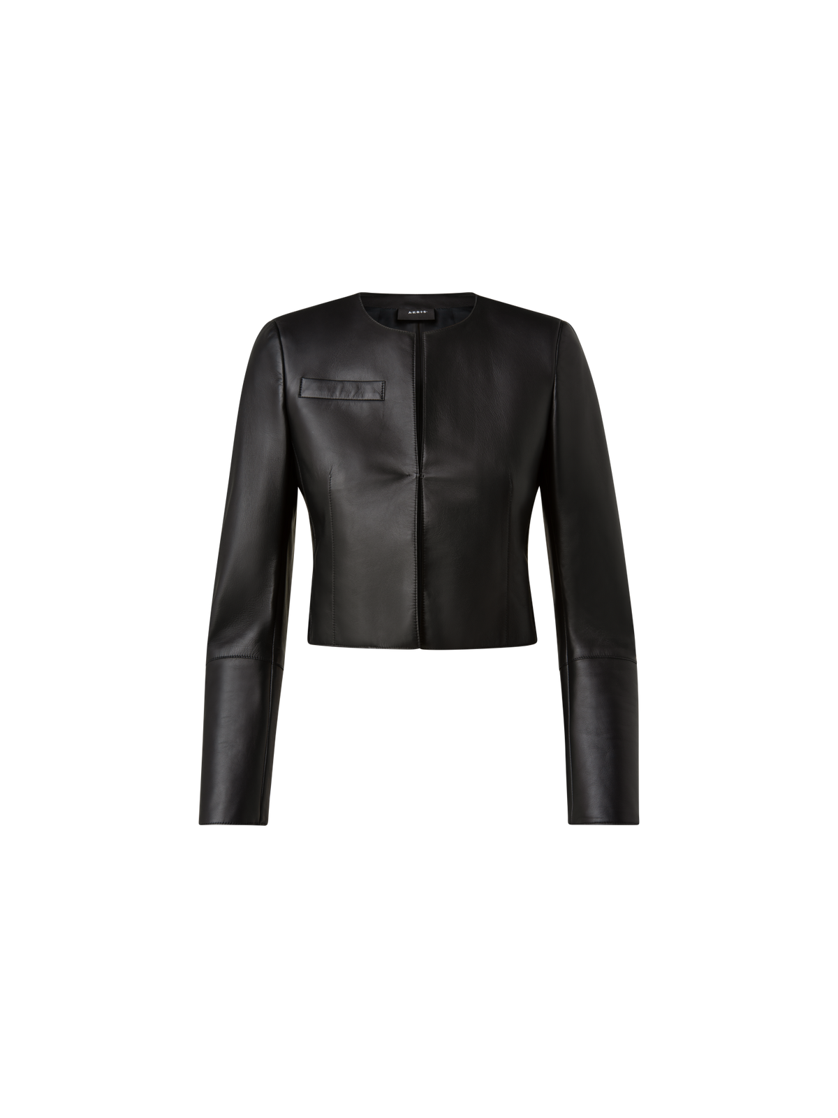 Designer Cropped Leather Jacket - black