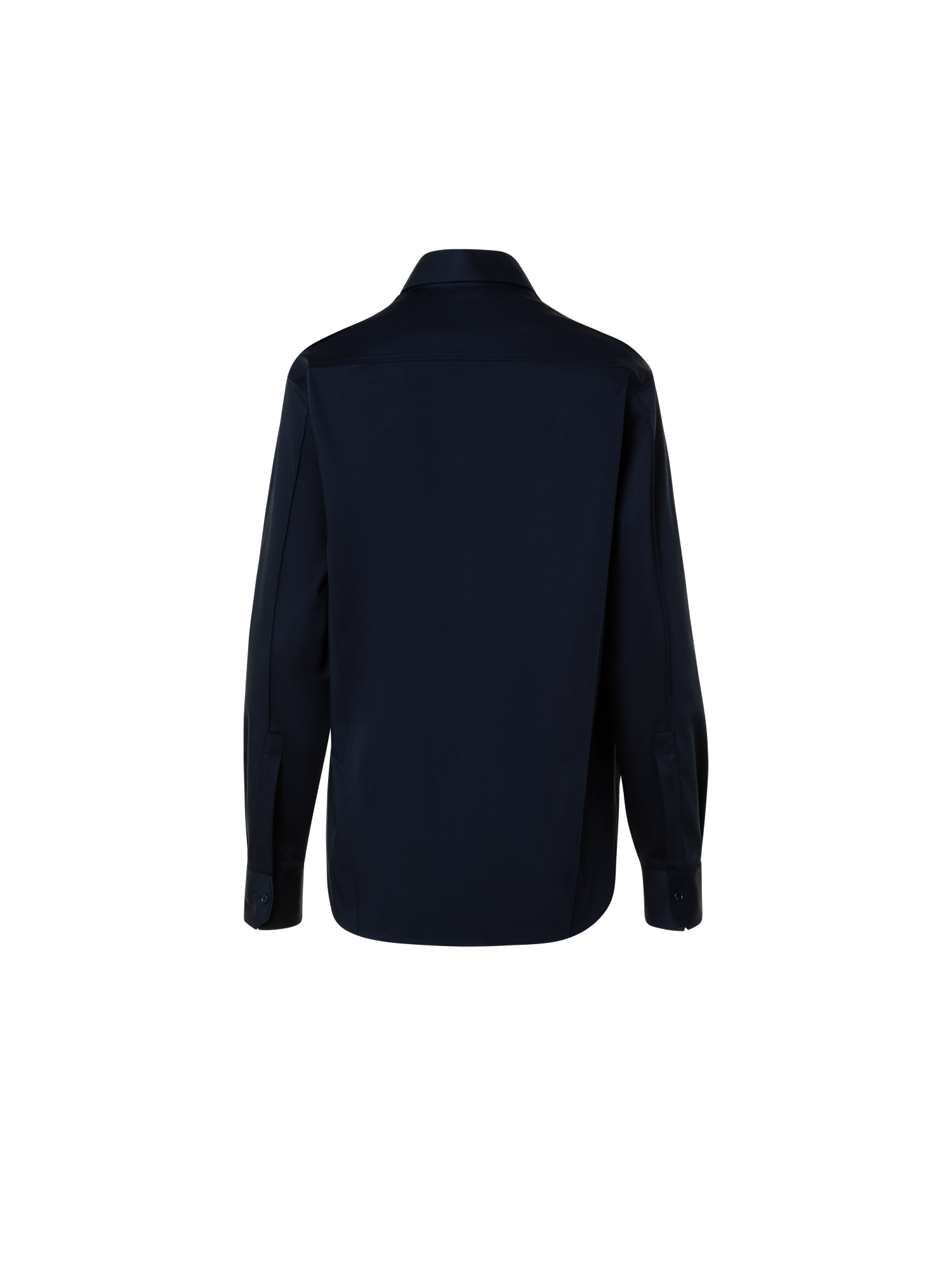 Designer Cotton-Gabardine Blouse - navy - blue