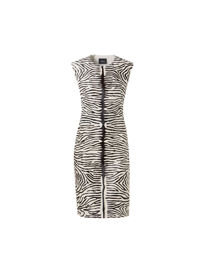 Designer Sleeveless Calfskin Sheath Dress - multicolor