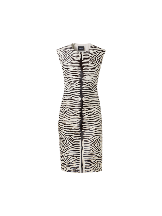 Designer Sleeveless Calfskin Sheath Dress - multicolor