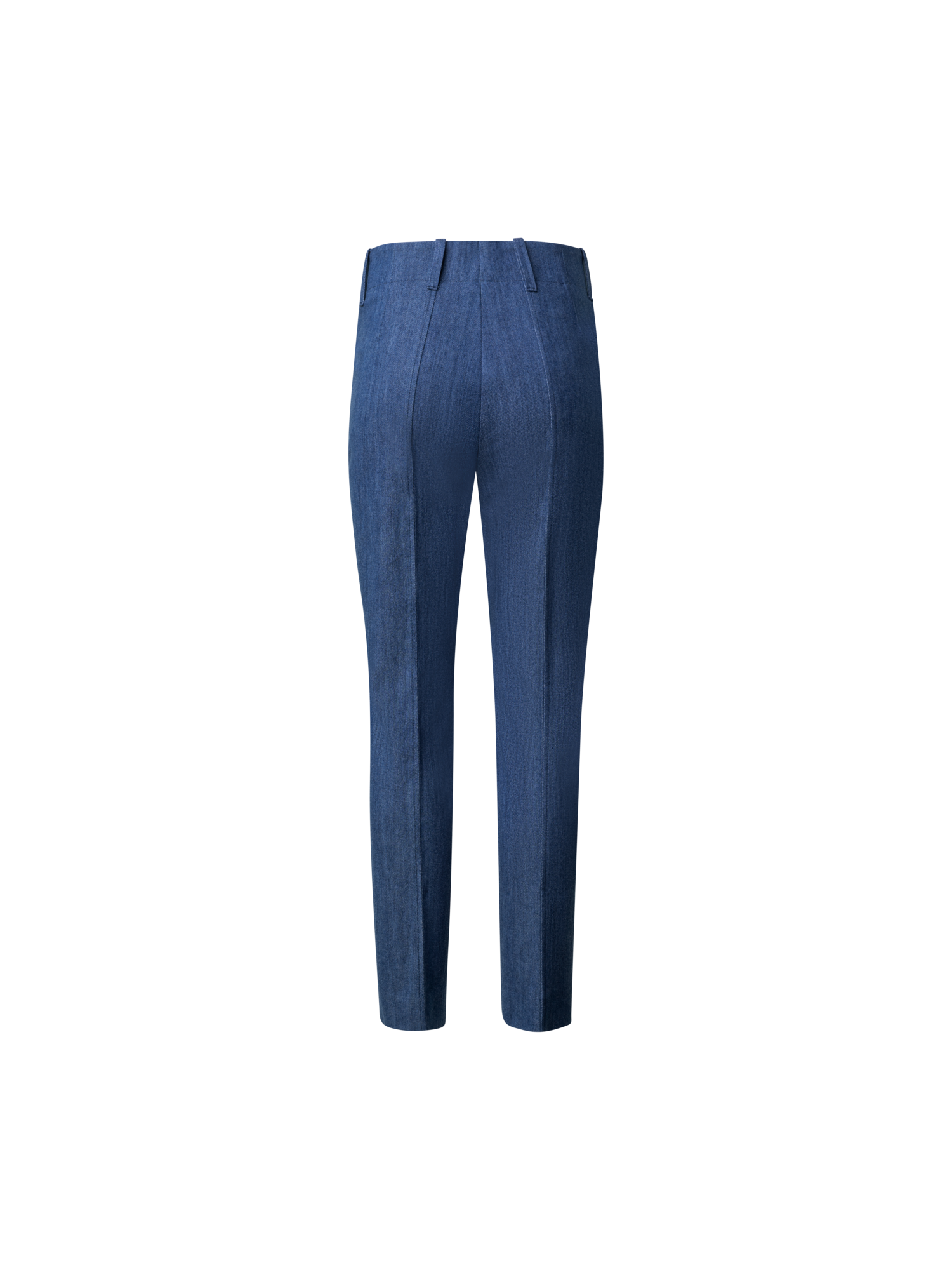 Designer Slim Ankle-Length Cotton Denim Stretch Pants - blue