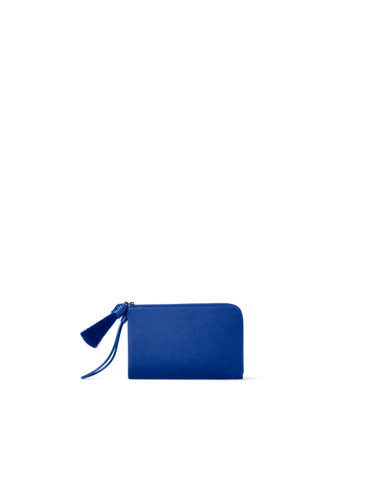 Designer Alexa Tassle Pouch - blue