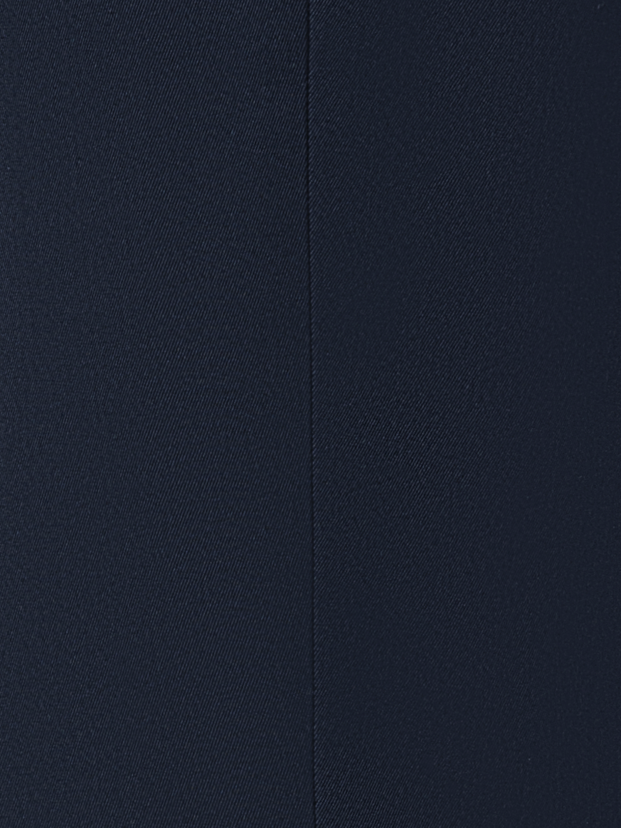 Designer Straight Silk Gabardine Pants - navy - blue