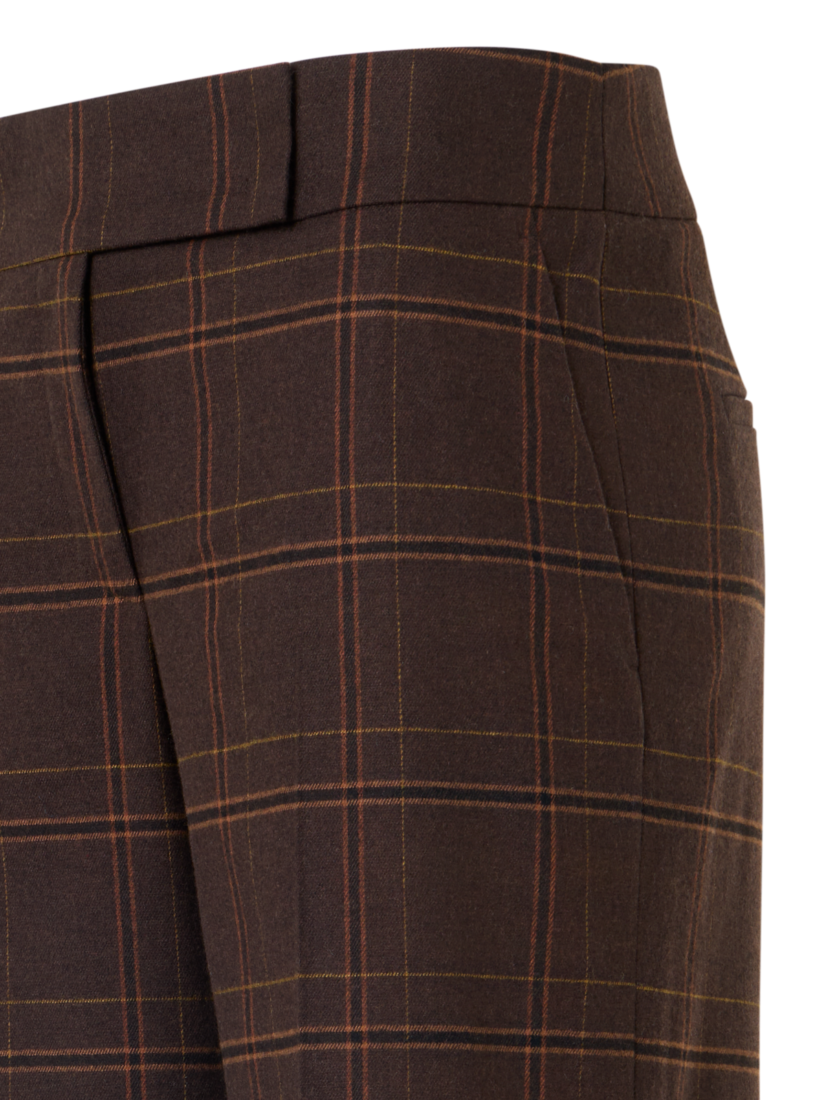 Designer Wide Leg Check Flannel Pants - brown