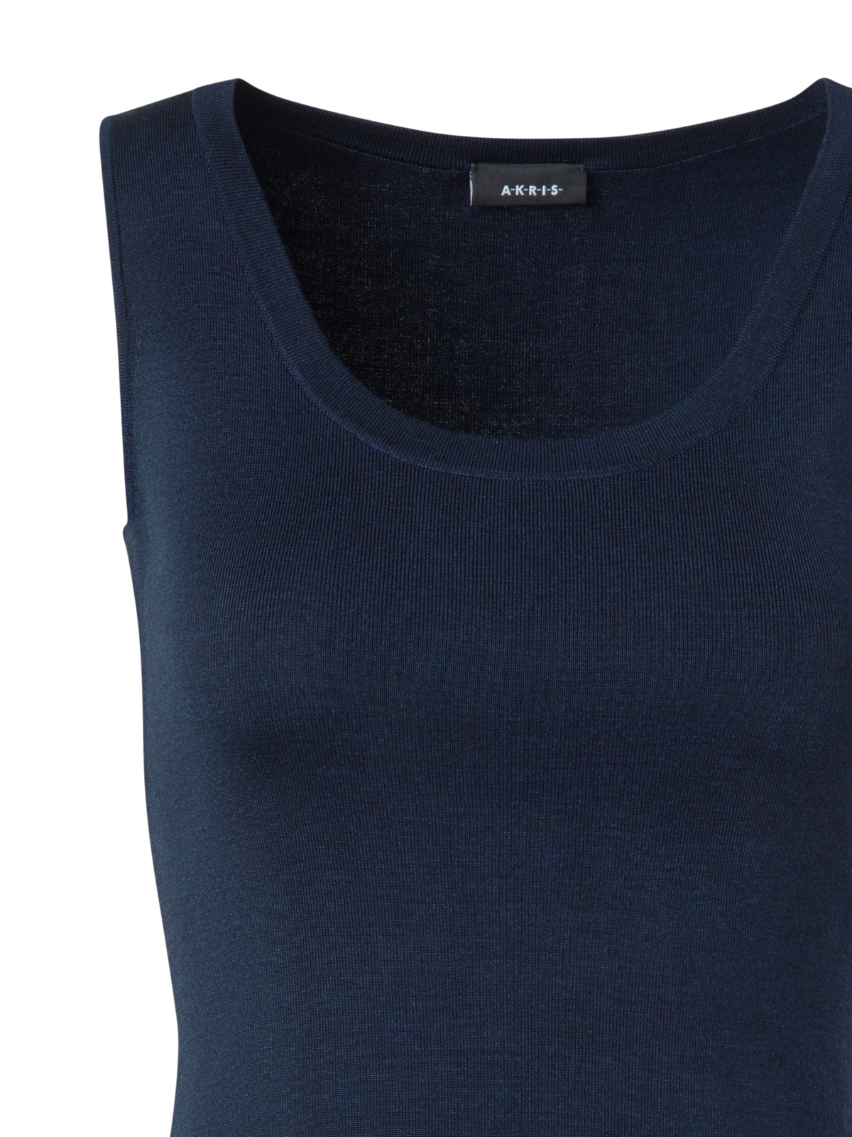 Designer Knit Tank Top in Silk Stretch - neutral - navy - blue
