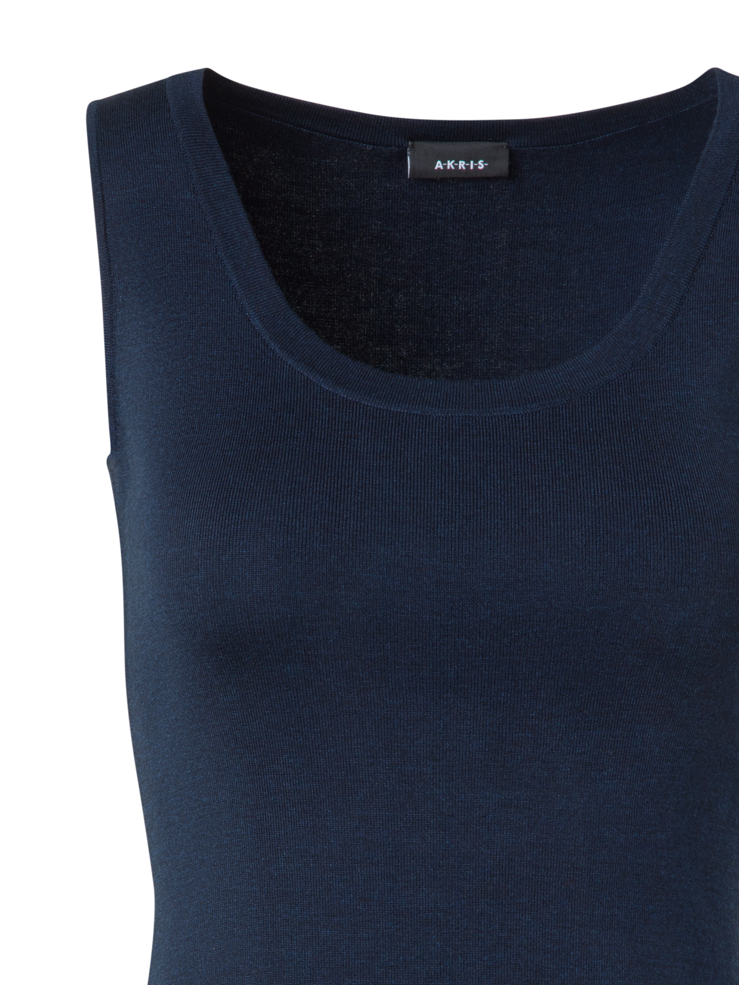 Designer Knit Tank Top in Silk Stretch - neutral - navy - blue
