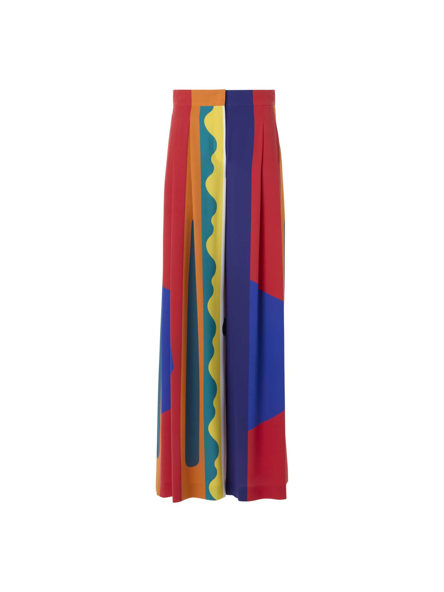 Designer Cassie Wide Silk Pants with Paravent Print - multicolor