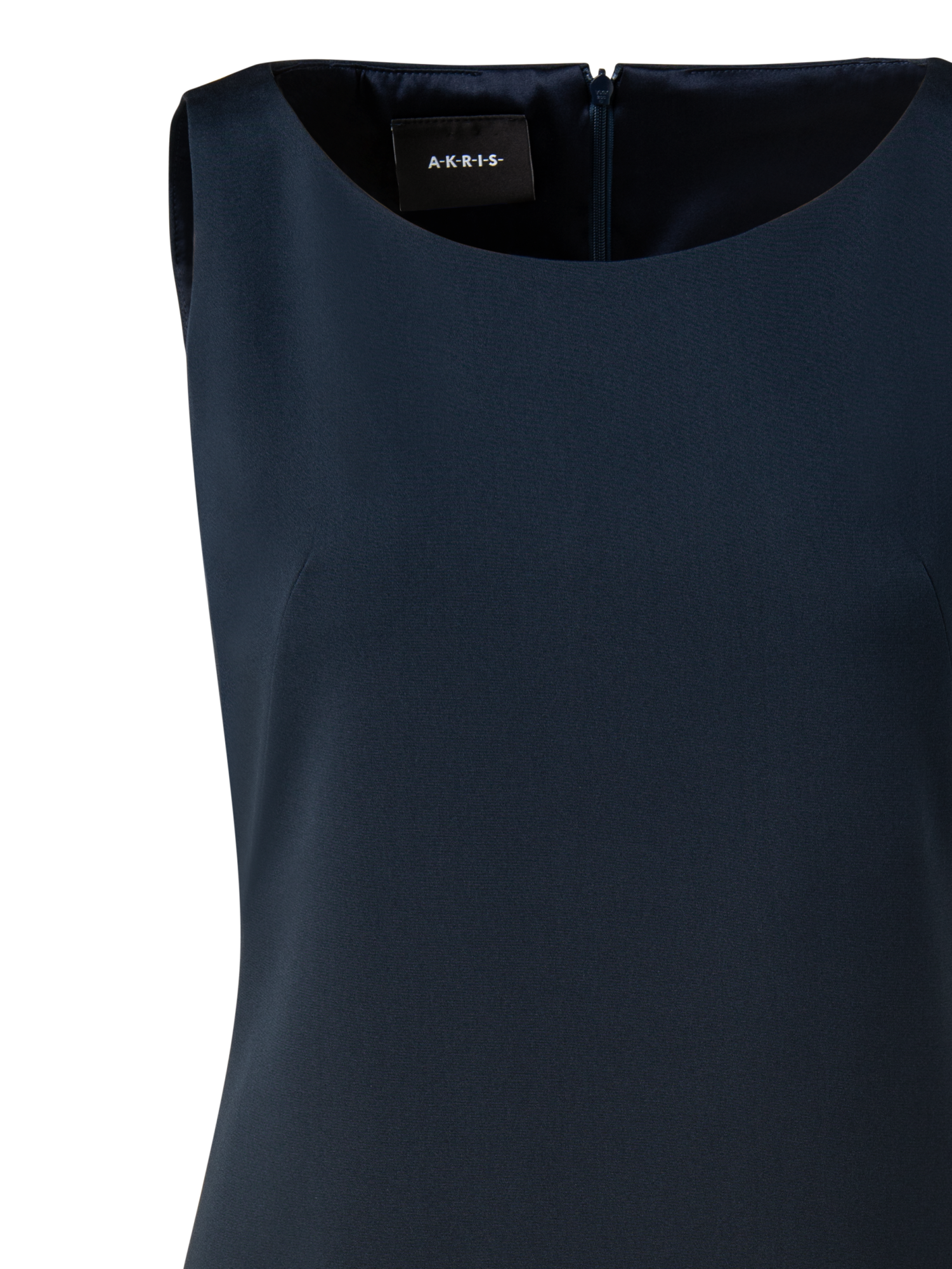 Designer Silk Crêpe Stretch Sheath Dress - navy - blue