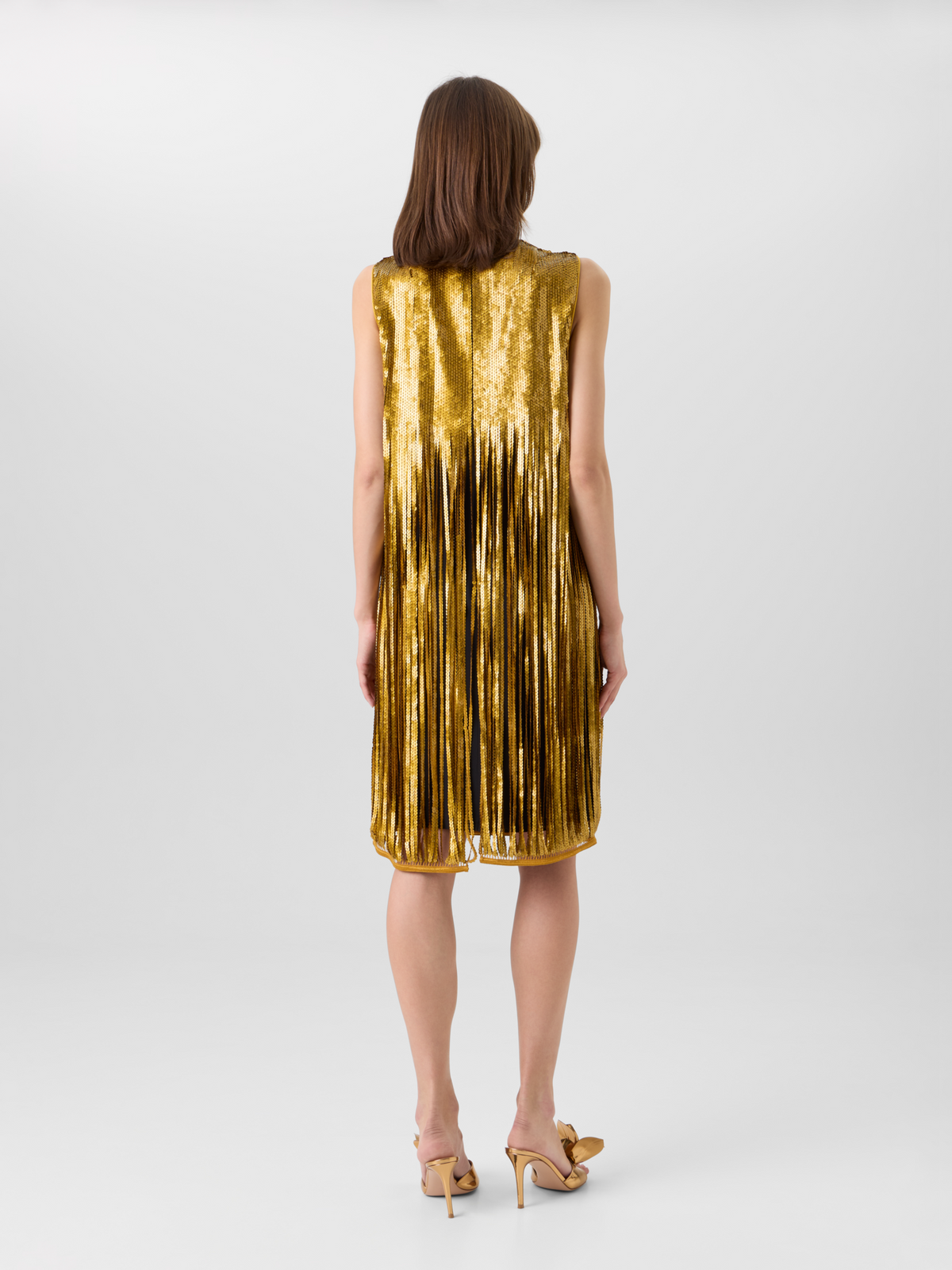 Designer Sequin Fringe Mini Dress - gold #editorial