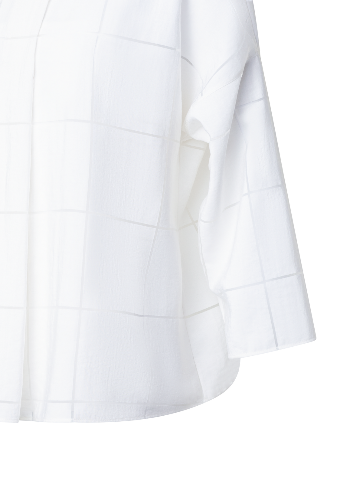 Designer Kimono Blouse with Window Plaid - ecru - white