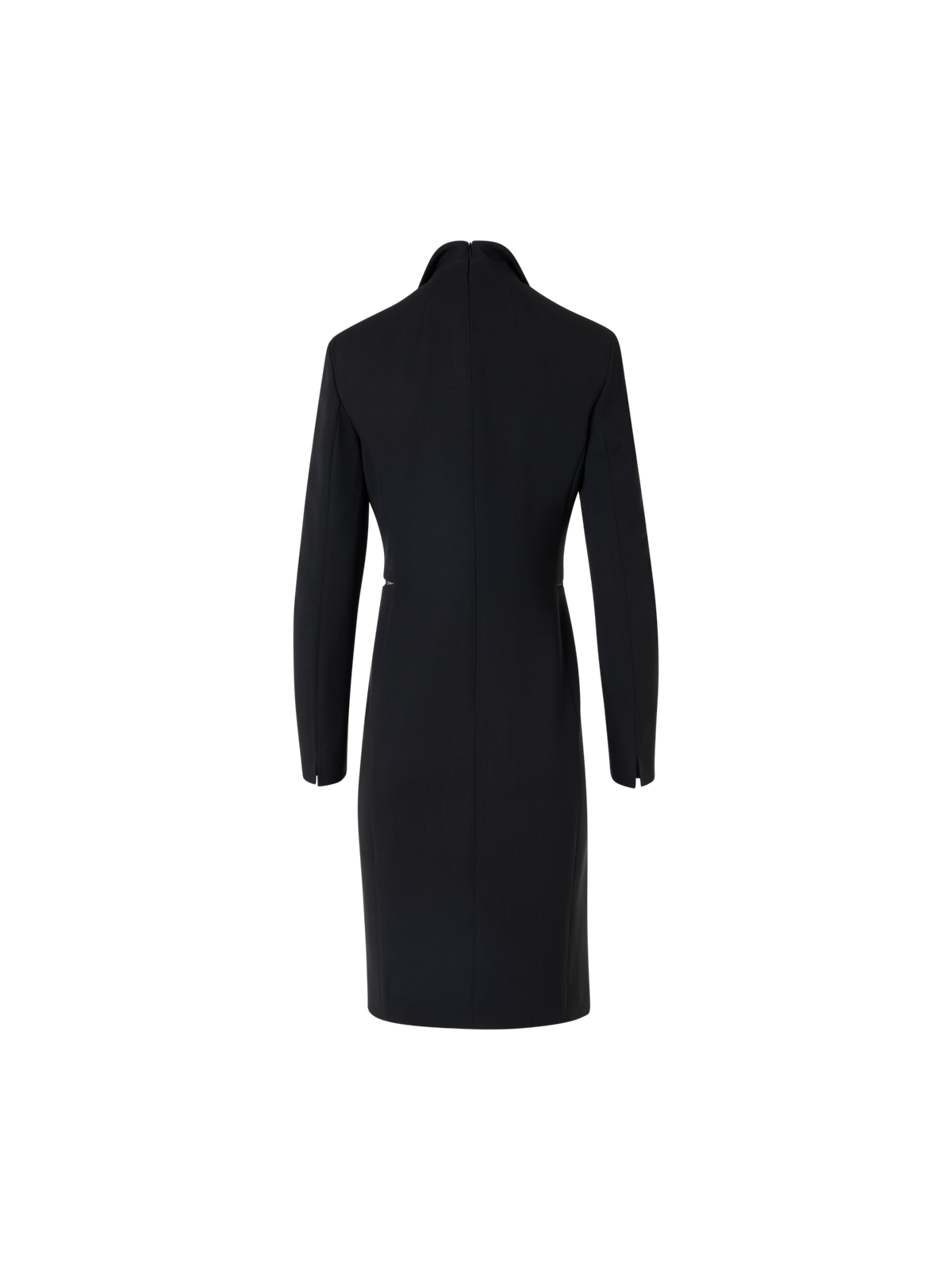 Designer Wool Double-Face Dress with Knot Waist - black