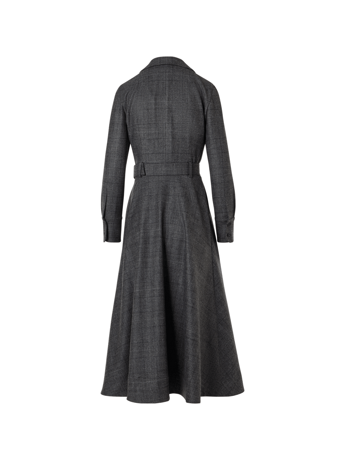 Designer Flared Midi Dress with Lapel Collar - grey - black