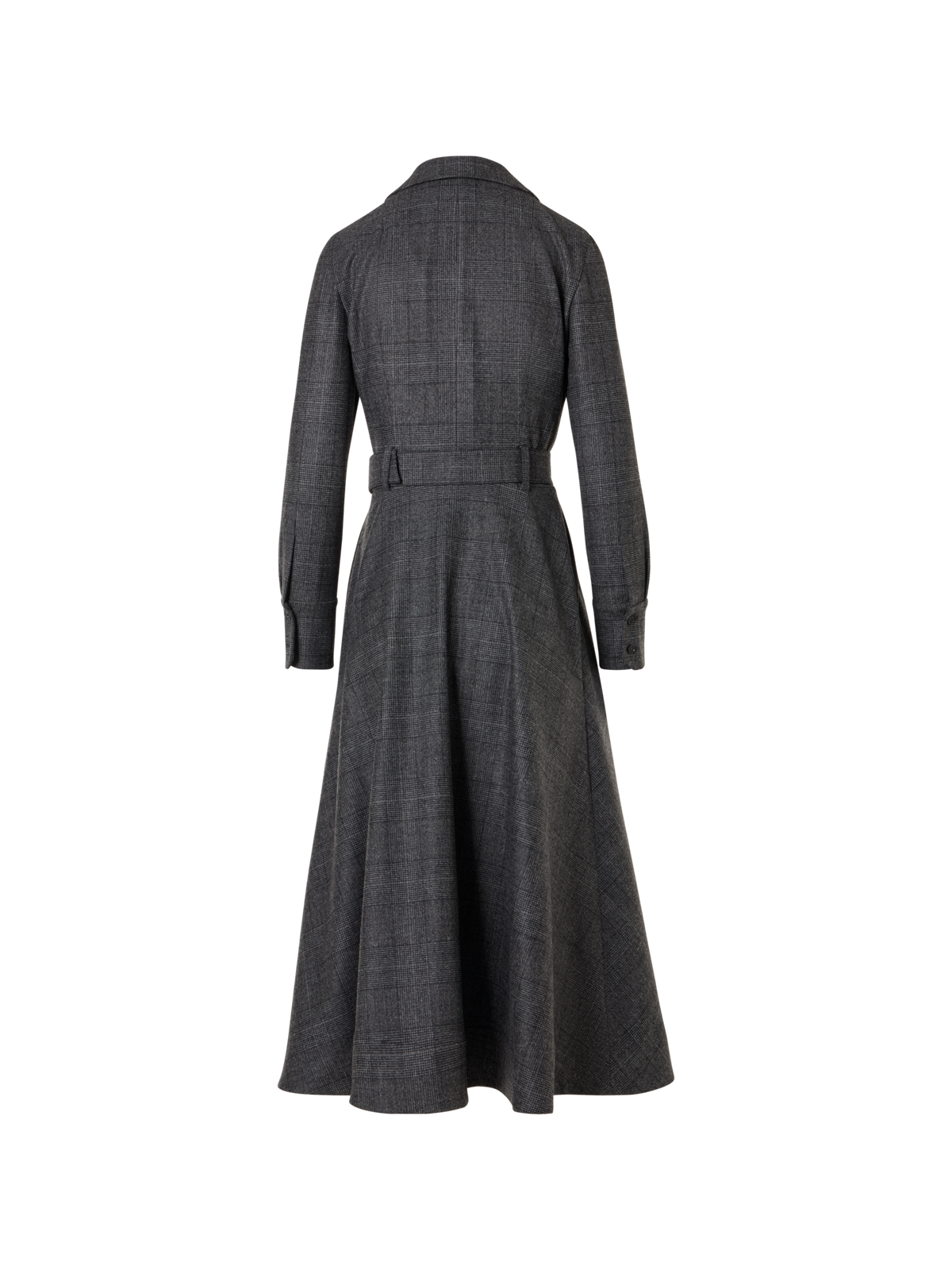 Designer Flared Midi Dress with Lapel Collar - grey - black