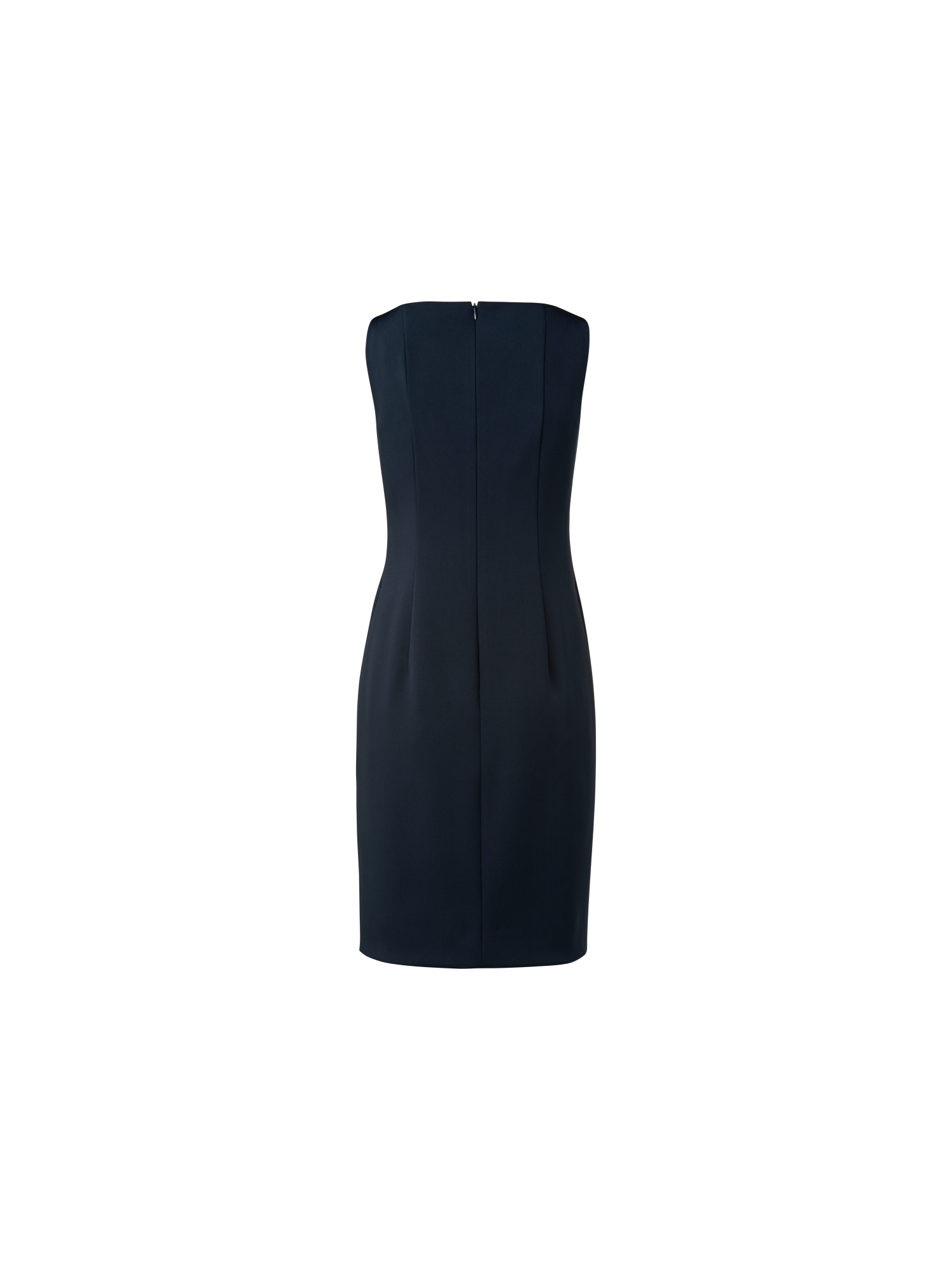 Designer Silk Crêpe Stretch Sheath Dress - navy - blue