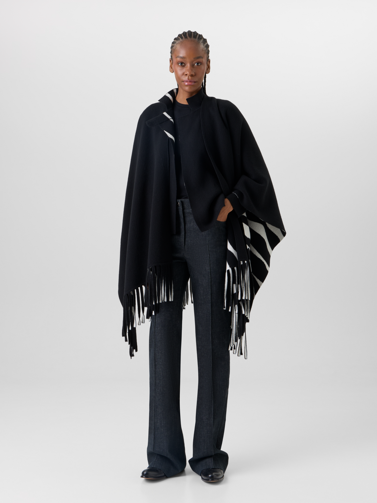Designer Cashmere Double-Face Knit Cape - multicolor #editorial