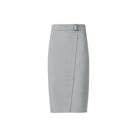 Wool Double-Face Wrap Effect Pencil Skirt