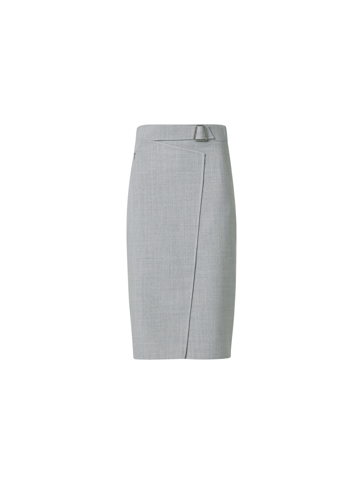 Designer Wool Double-Face Wrap Effect Pencil Skirt - grey