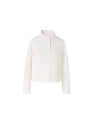 Designer Long-Sleeve Cotton-Stretch Denim Jacket - white