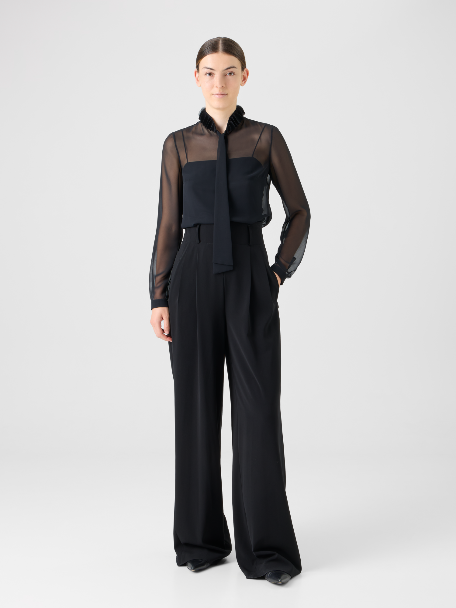 Designer Georgette Blouse with 3D Dots Embellishment - black 