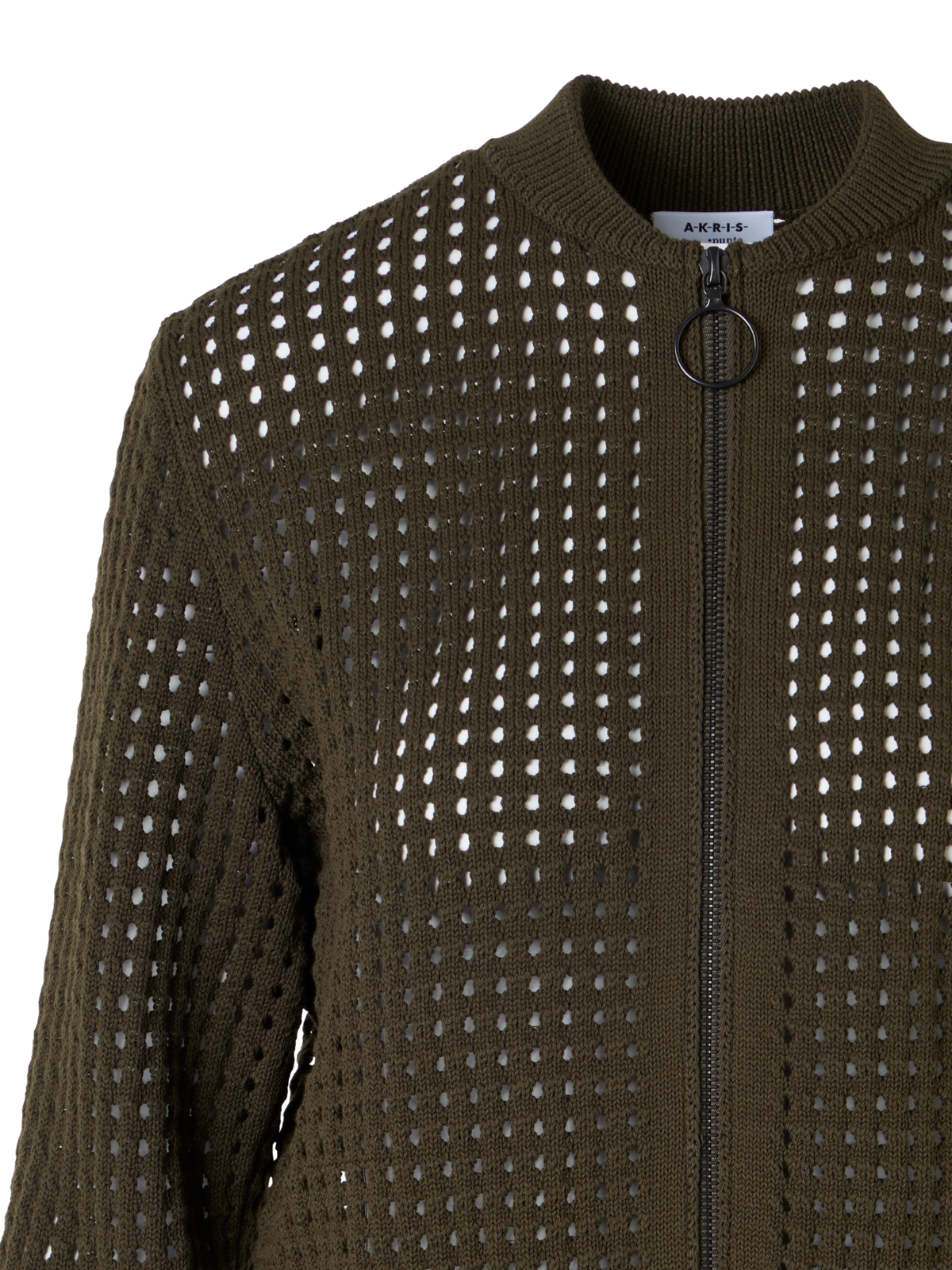 Designer Long-Sleeve Chunky Cotton Mesh Knit Cardigan - green