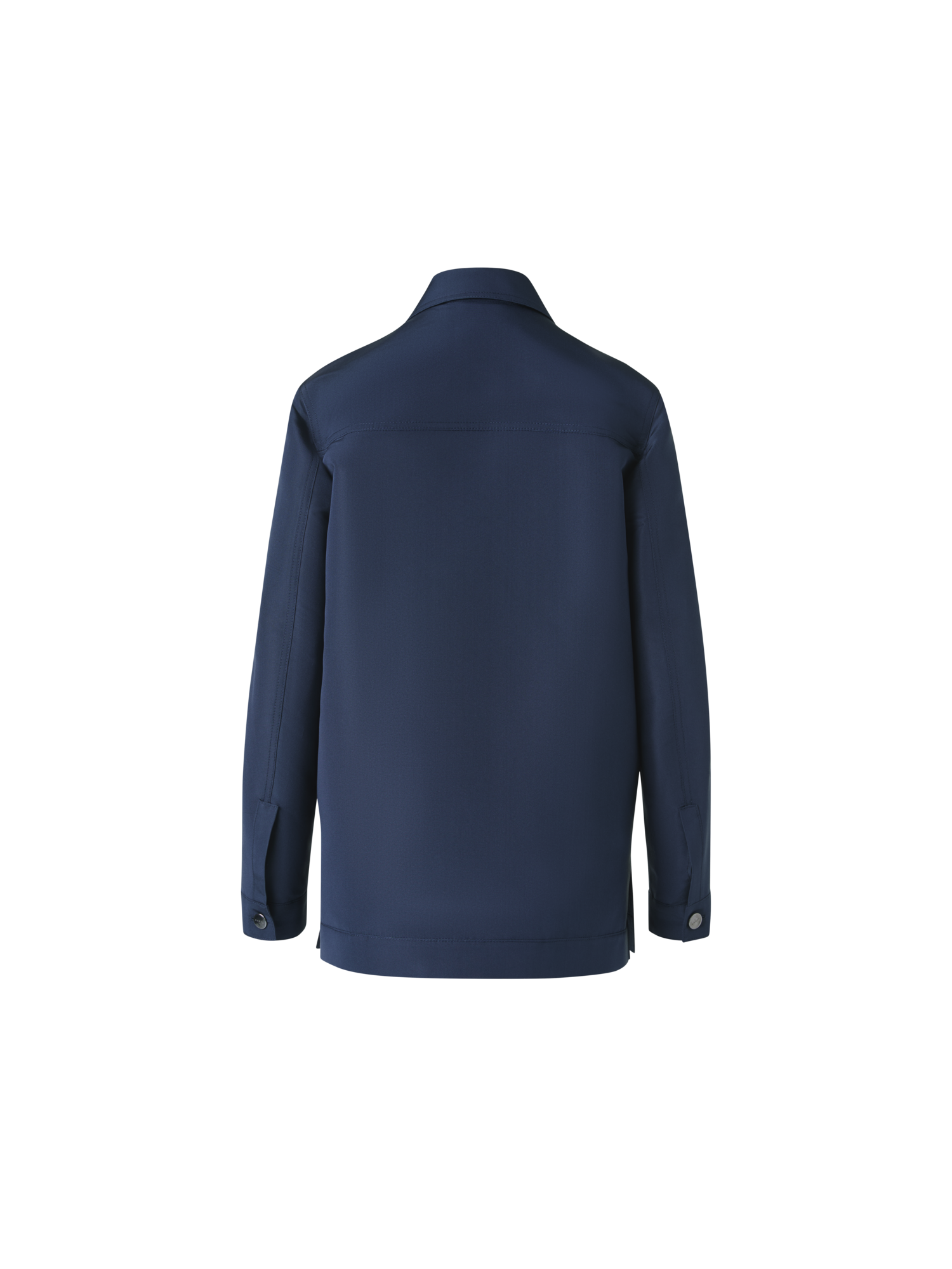 Designer Ottoman Silk Shirt Jacket - neutral - navy - blue