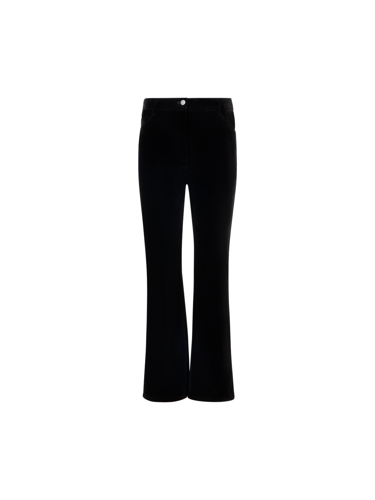 Designer Cropped Bootcut Cotton Stretch Velvet Pants - black