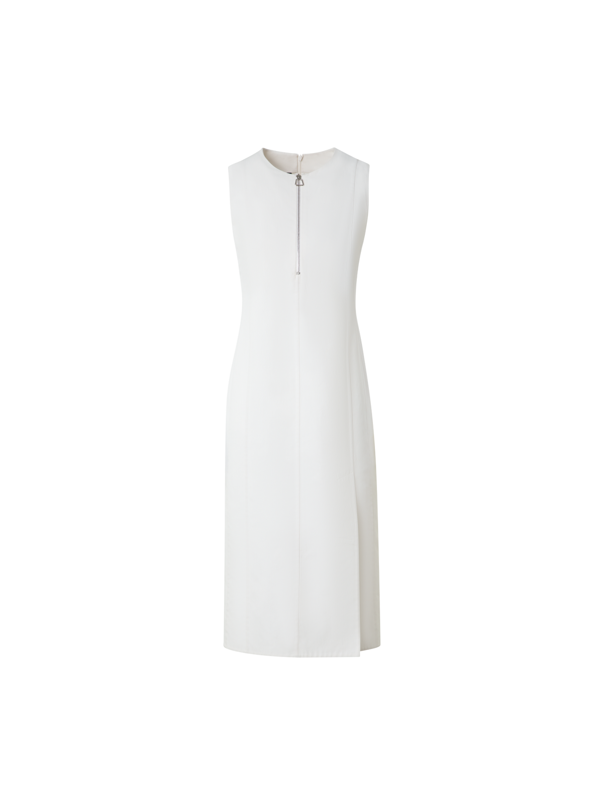 Designer Fitted Cotton Double-Face Sheath Dress - neutral - ecru - white