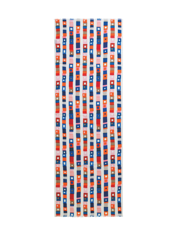 Designer Cashmere Silk Scarf with Superstripe Print - multicolor