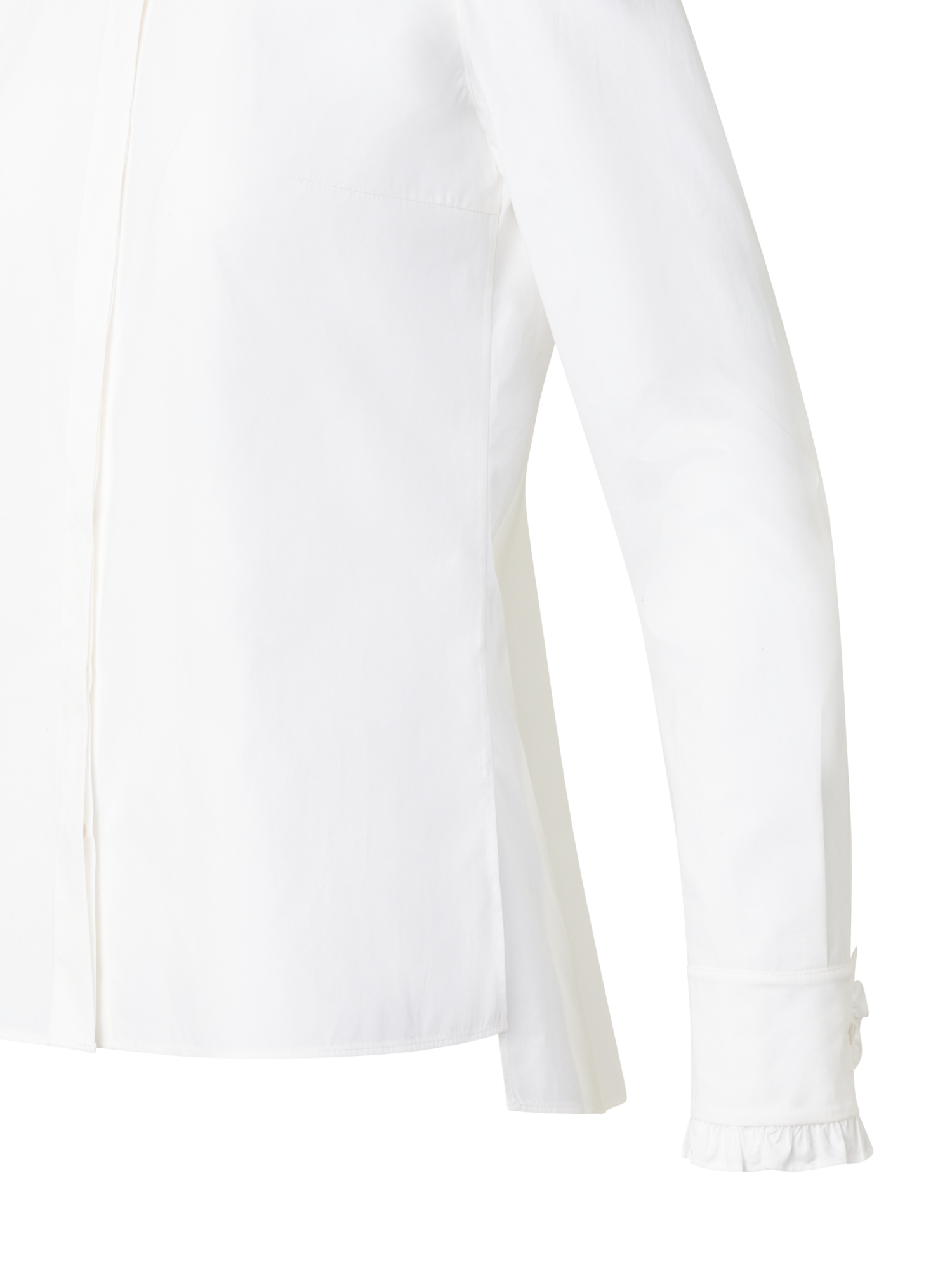 Designer Cotton Poplin Ruffle Collar Blouse - ecru - white