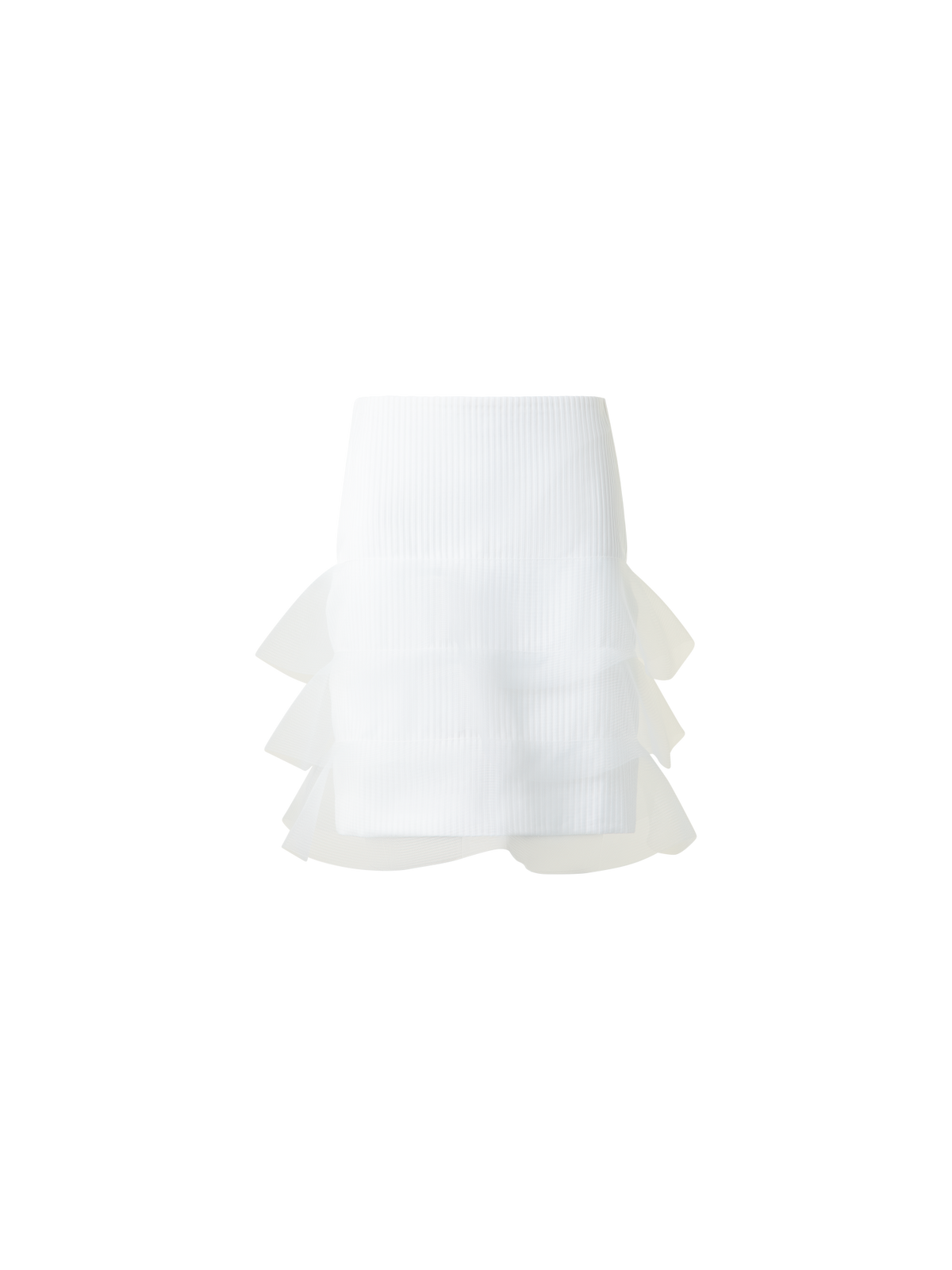 Designer Short Pencil Skirt with Tulle Waves - neutral - white