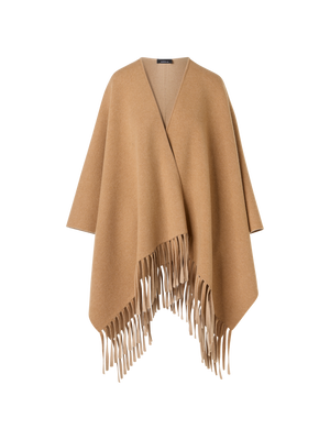 Designer Cashmere Double-Face Knit Cape - brown