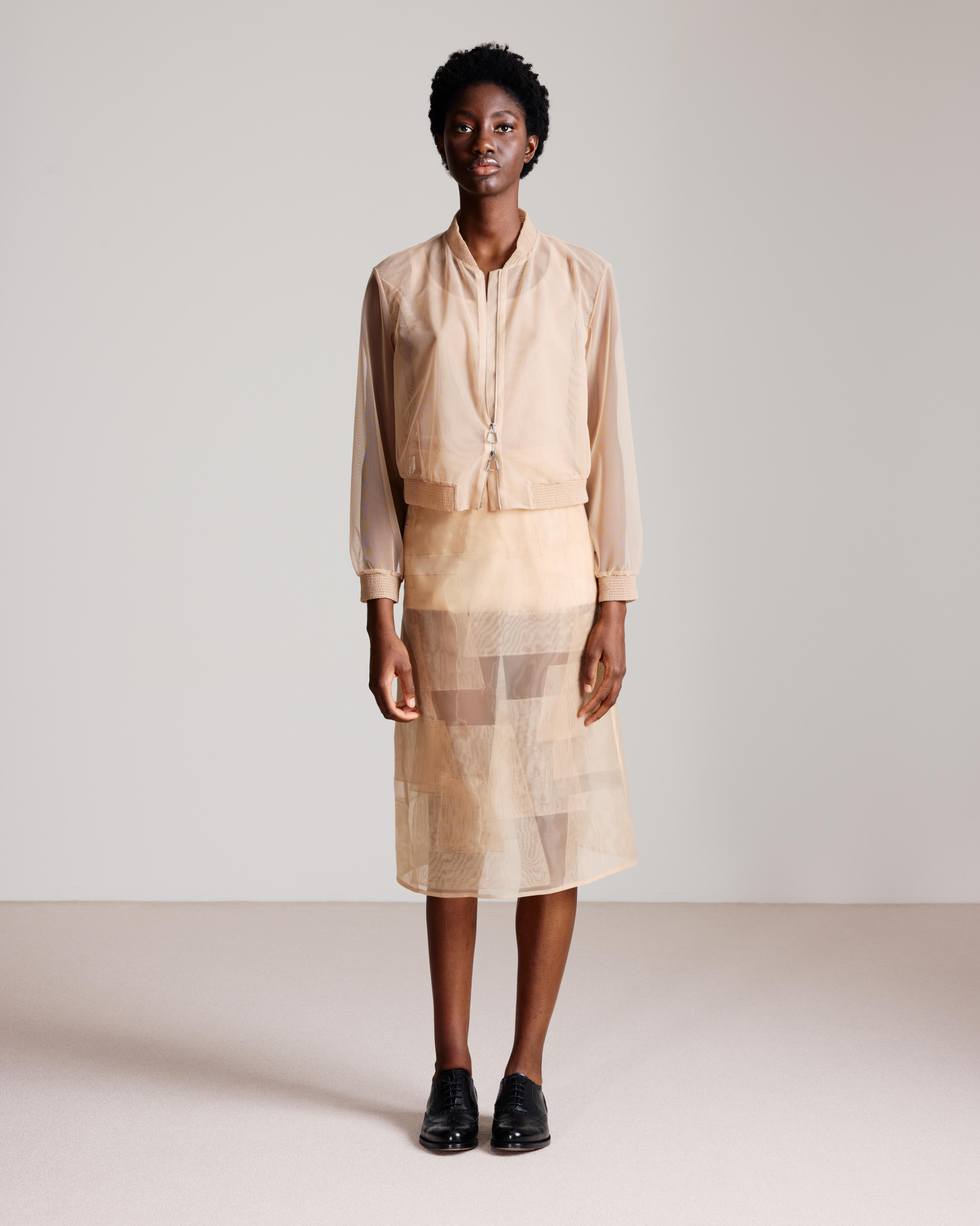 andequal tulle pattern sheer jacket