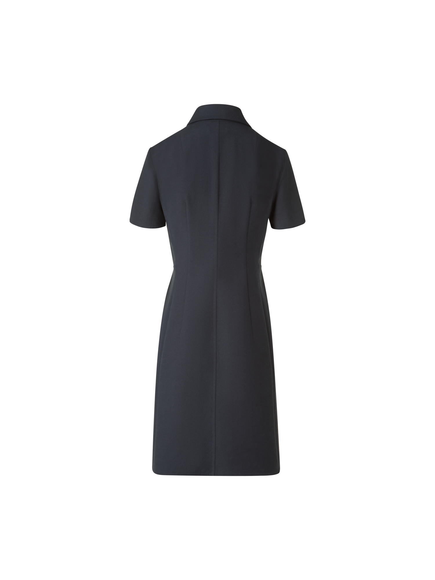 Designer Fitted Polo Dress in Cotton Silk Double-Face - black - neutral