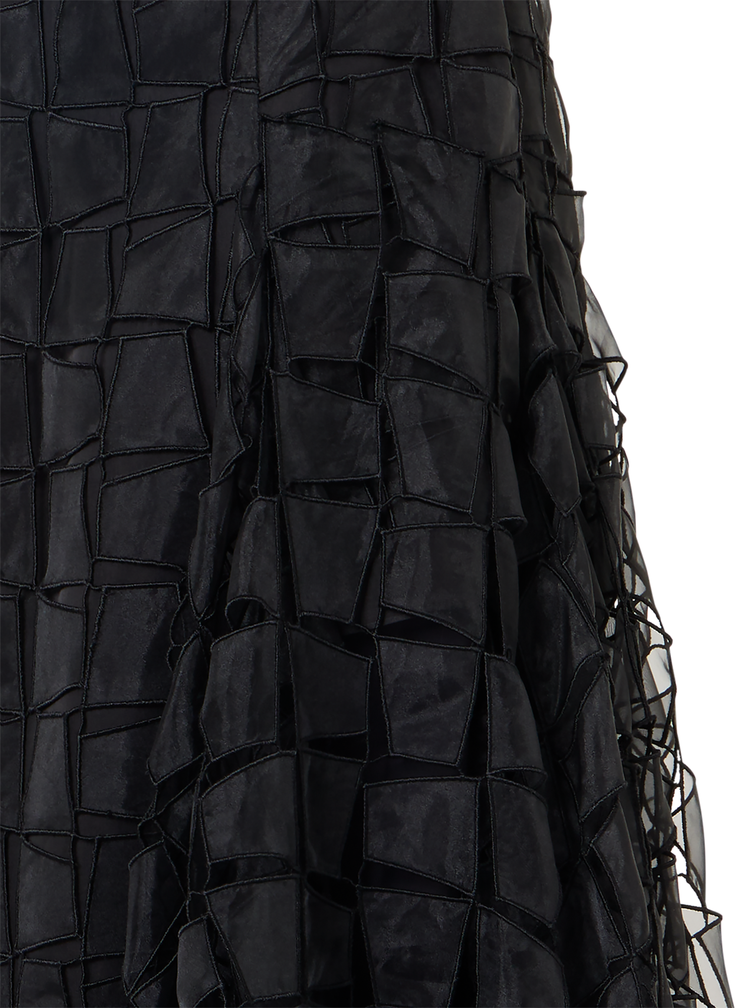 Designer Organza Trapezoid Embroidery Strapless Gown - black