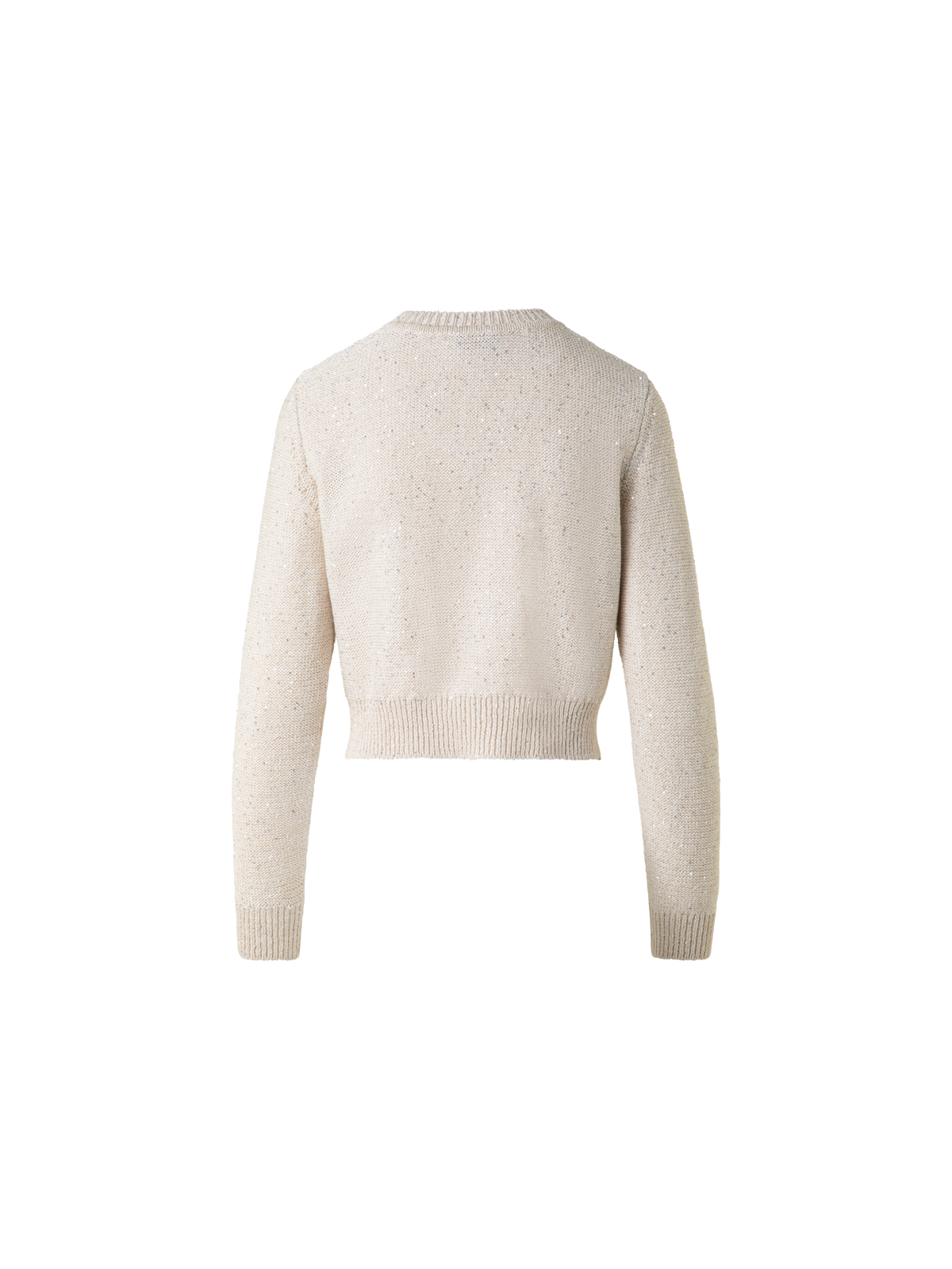 Designer Cardigan in Linen Cotton with Micro Sequins - neutral - pastel - beige