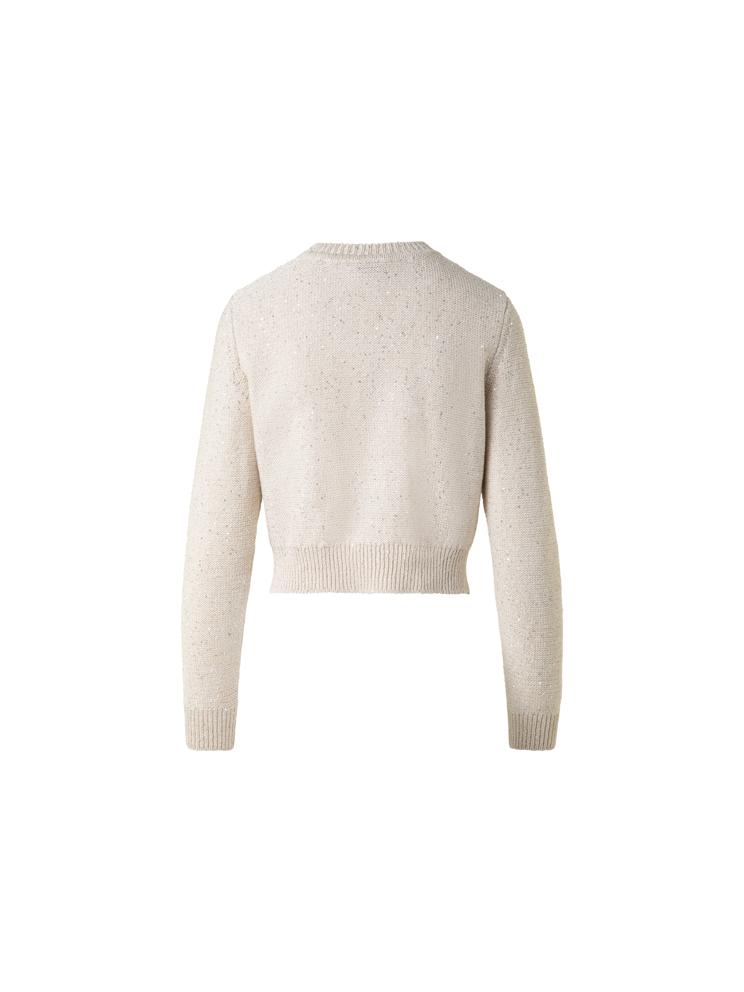 Designer Cardigan in Linen Cotton with Micro Sequins - neutral - pastel - beige