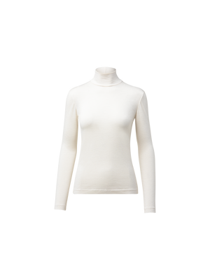 Designer Turtleneck Shirt from Cashmere Silk - ecru - white