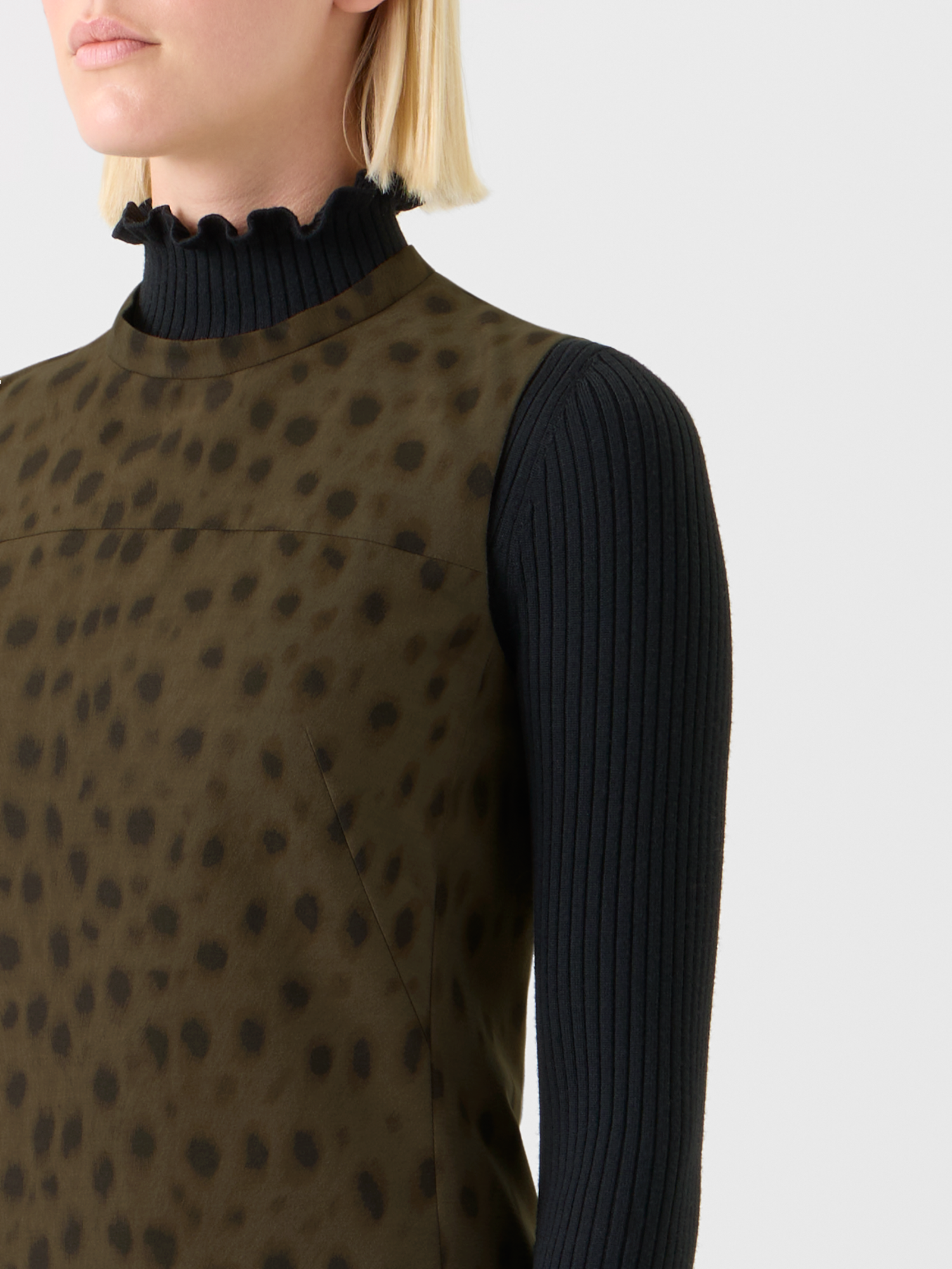 Designer Short Techno Sheath Dress in Leopard Print - neutral - brown 