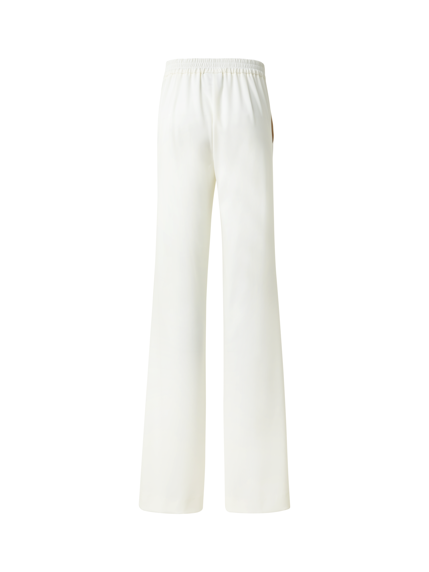Designer Straight Laser Cut Pants with Elastic Waist - neutral - ecru - white
