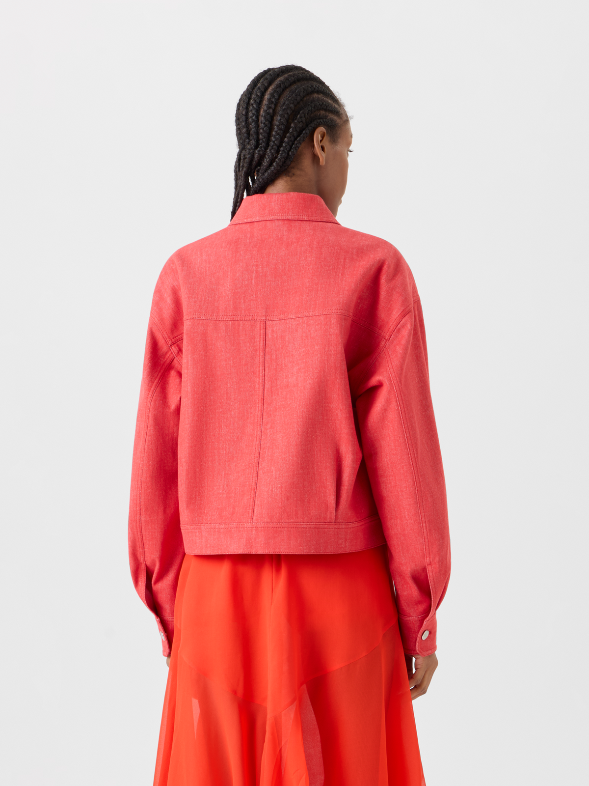 Designer Hilly Oversize Jacket in Cotton Denim - red #editorial