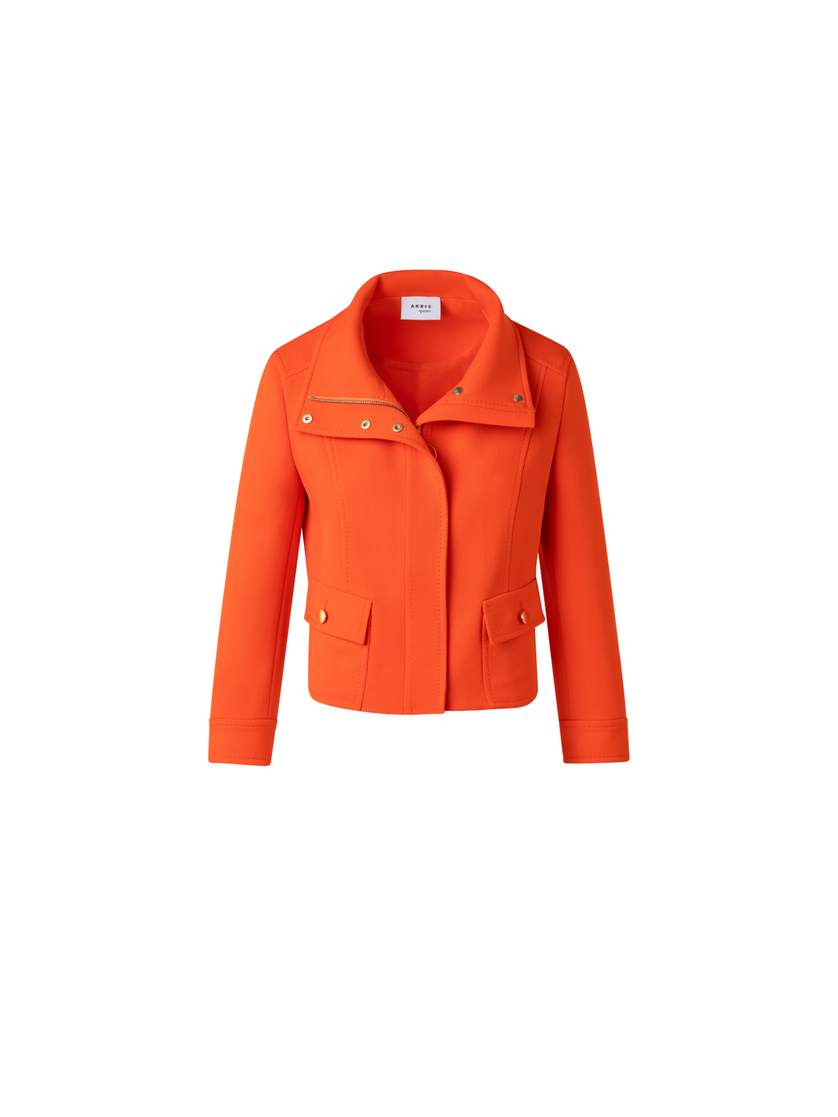 Designer Cropped Jacket in Wool Tricotine - orange