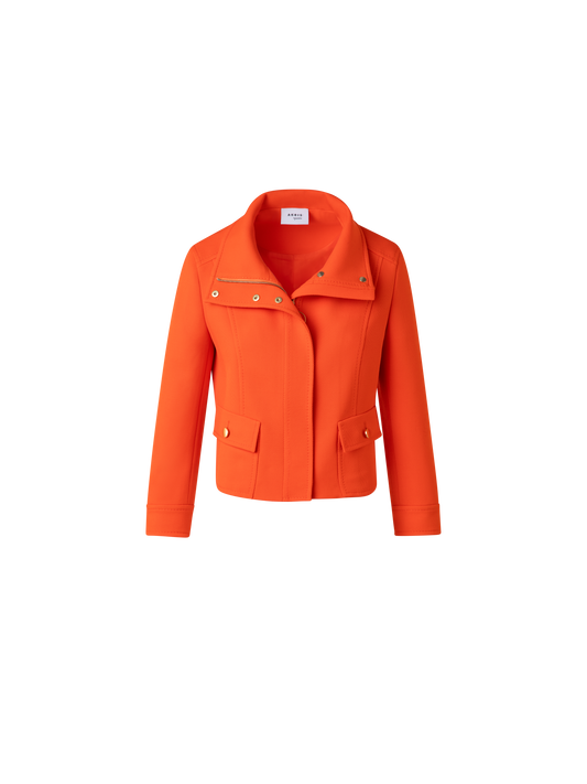 Designer Cropped Jacket in Wool Tricotine - orange