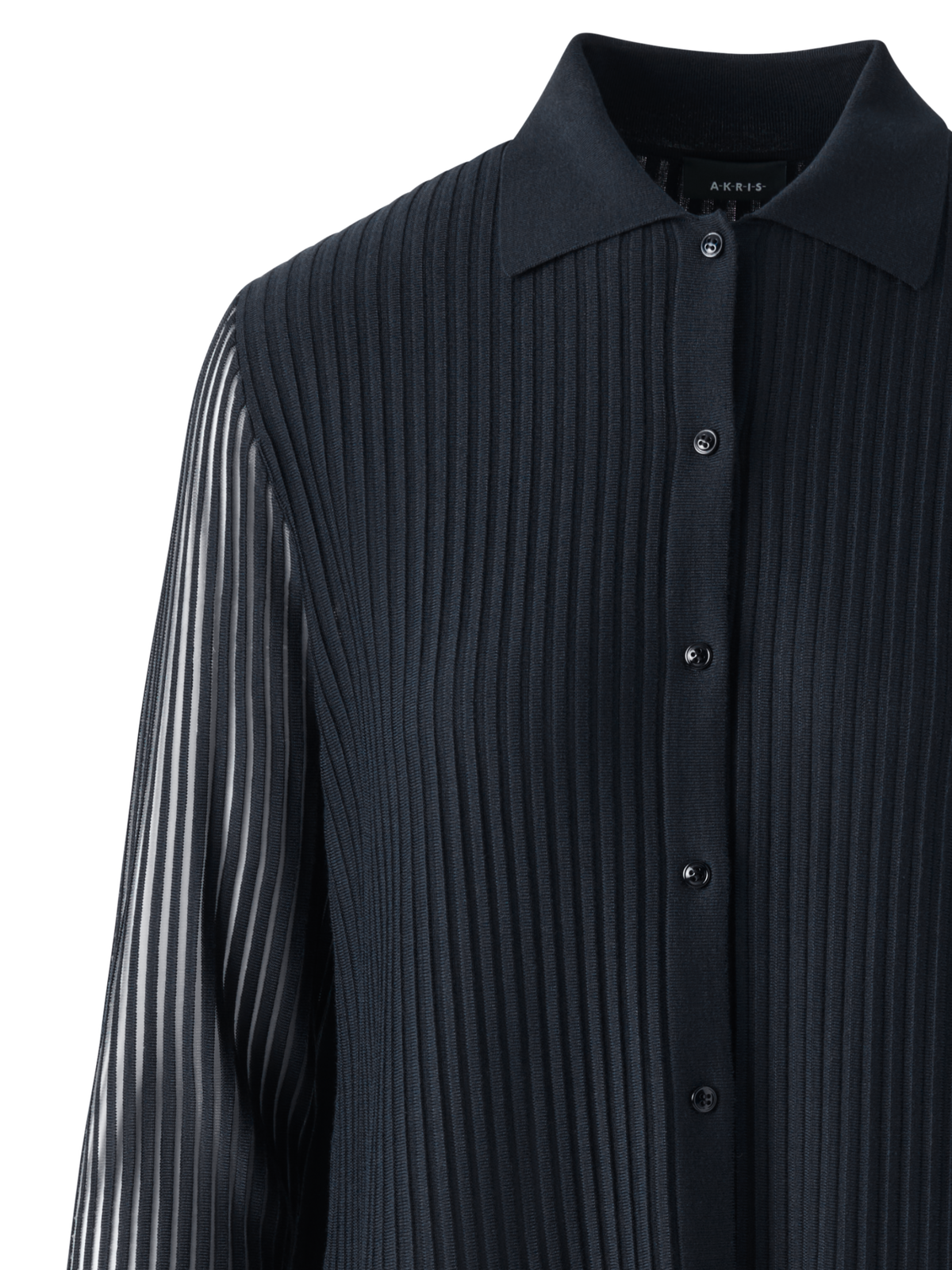 Designer Long Knit Coat in Semi-Sheer Silk Cotton - black - neutral