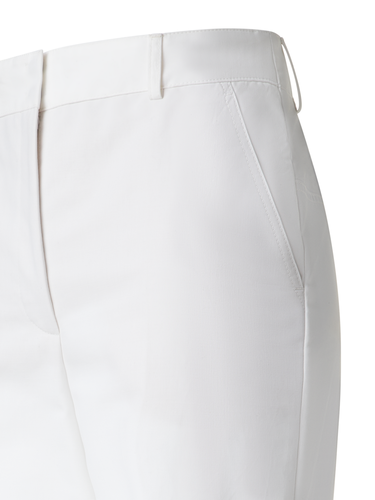 Designer Wide Straight Cotton Stretch Pants - neutral - ecru - white