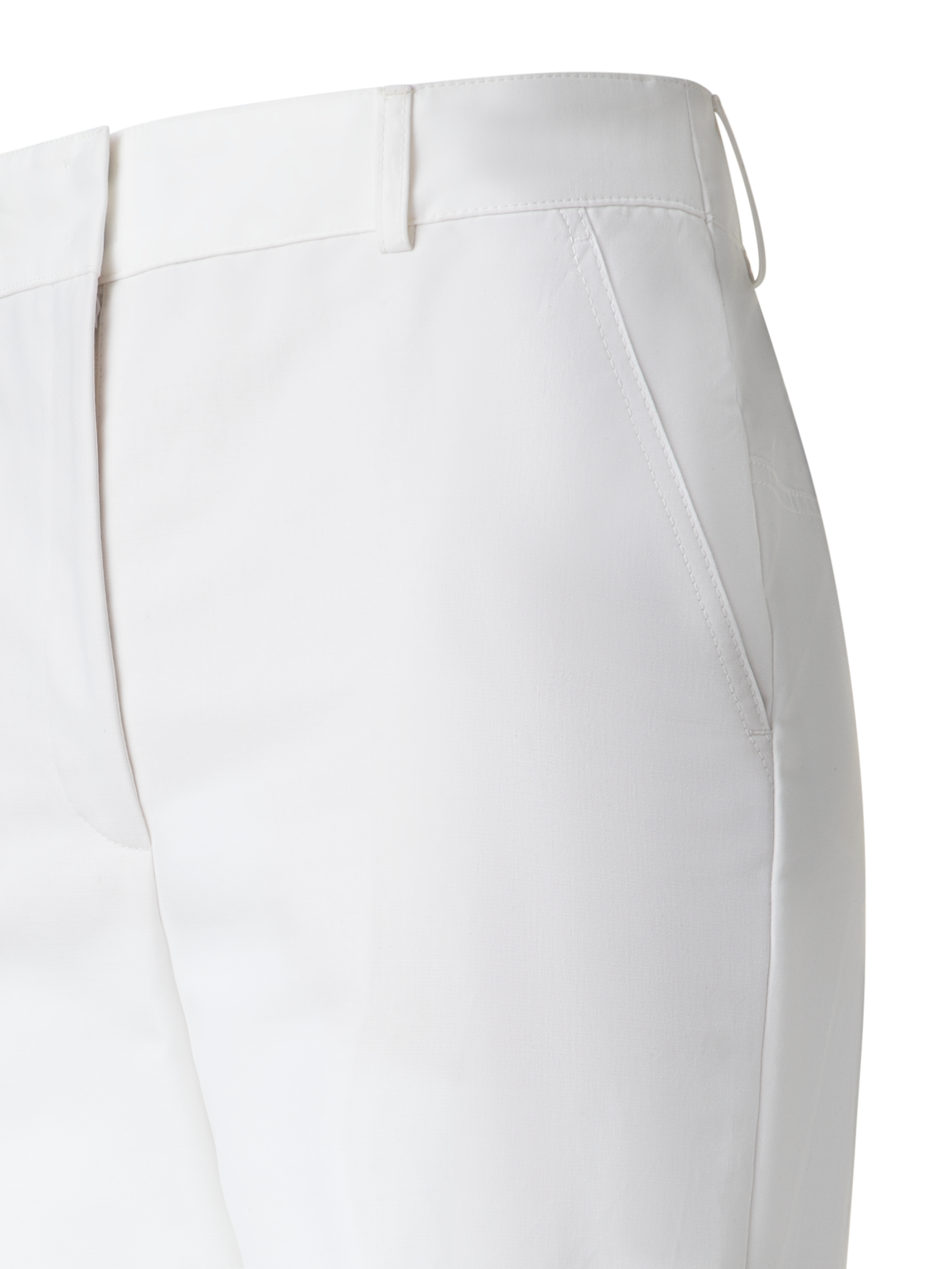 Designer Wide Straight Cotton Stretch Pants - neutral - ecru - white