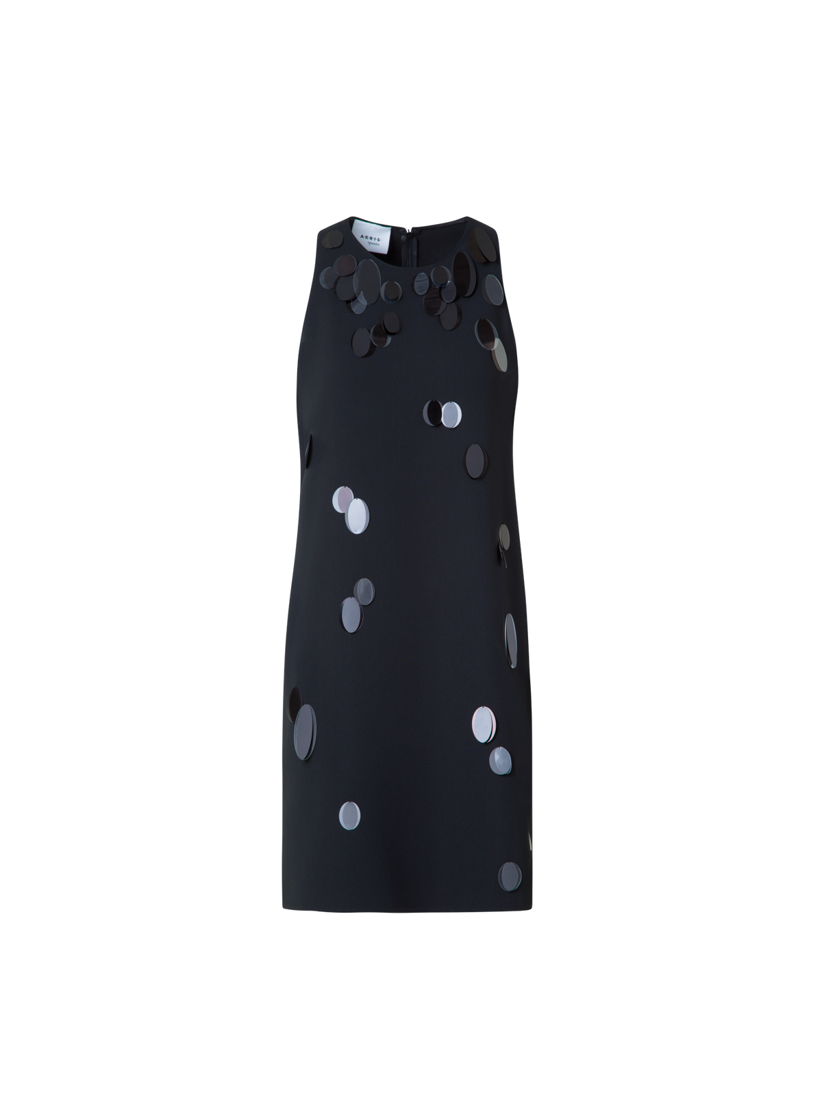 Designer Heavy Laser Cut Mini Dress with Dropping Dots - black - neutral