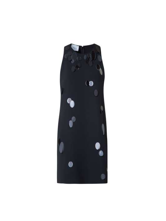 Designer Heavy Laser Cut Mini Dress with Dropping Dots - black - neutral