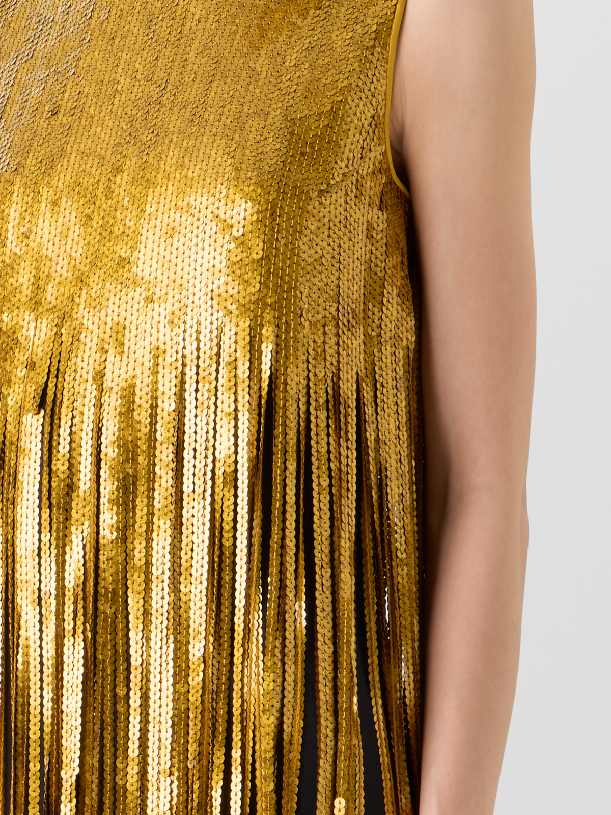 Designer Sequin Fringe Mini Dress - gold 
