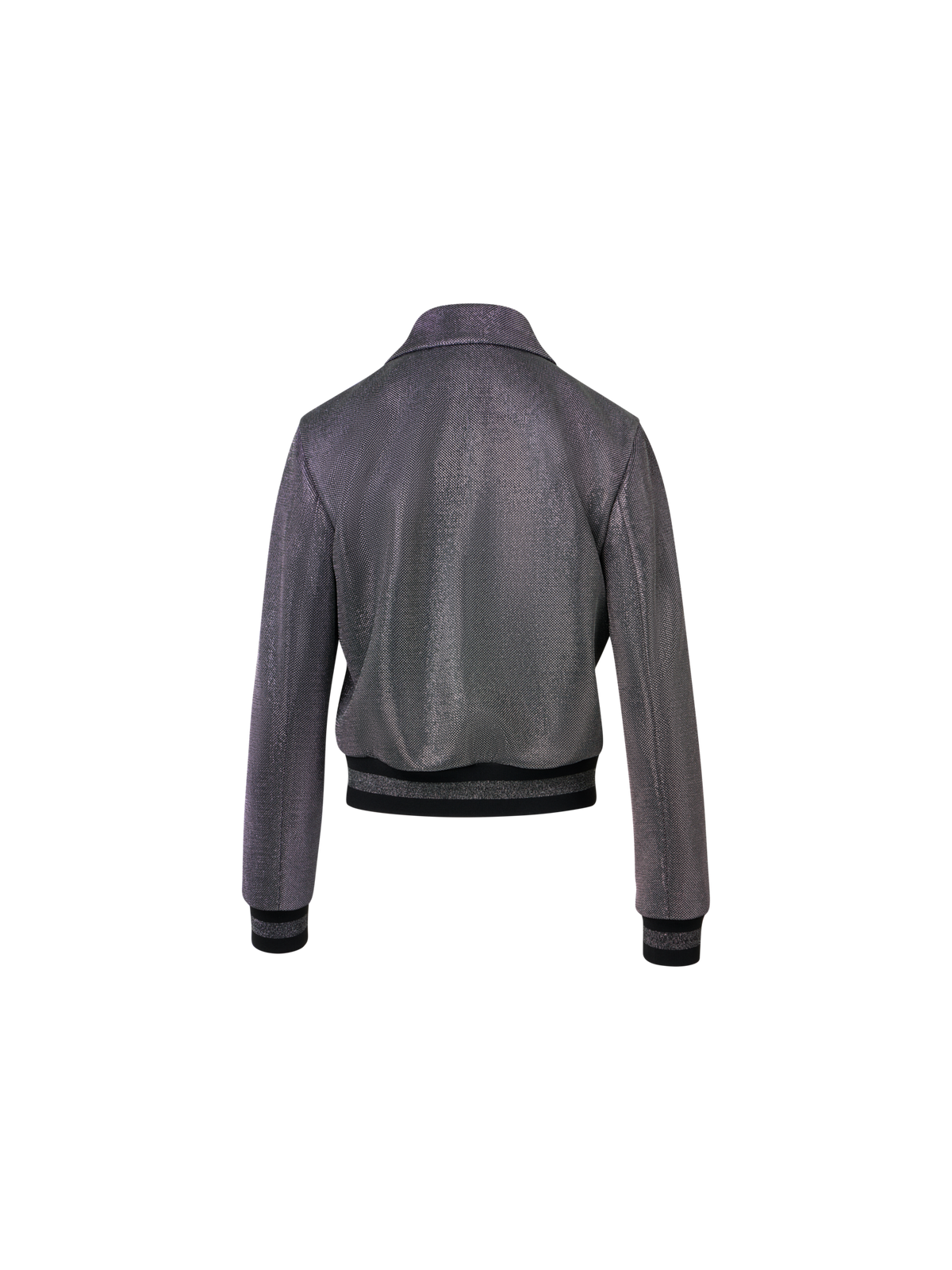 Designer Metallic Birdseye Jersey Bomber Jacket - grey