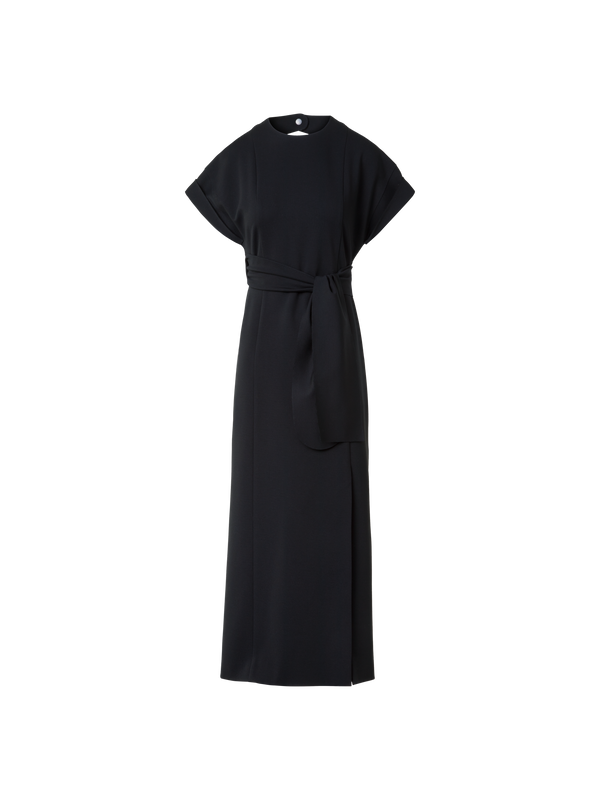 Designer Fitted Midi Dress in Signature Jersey - black - neutral